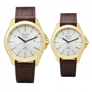 Alexandre Christie AC 1015 Gold White Leather Couple